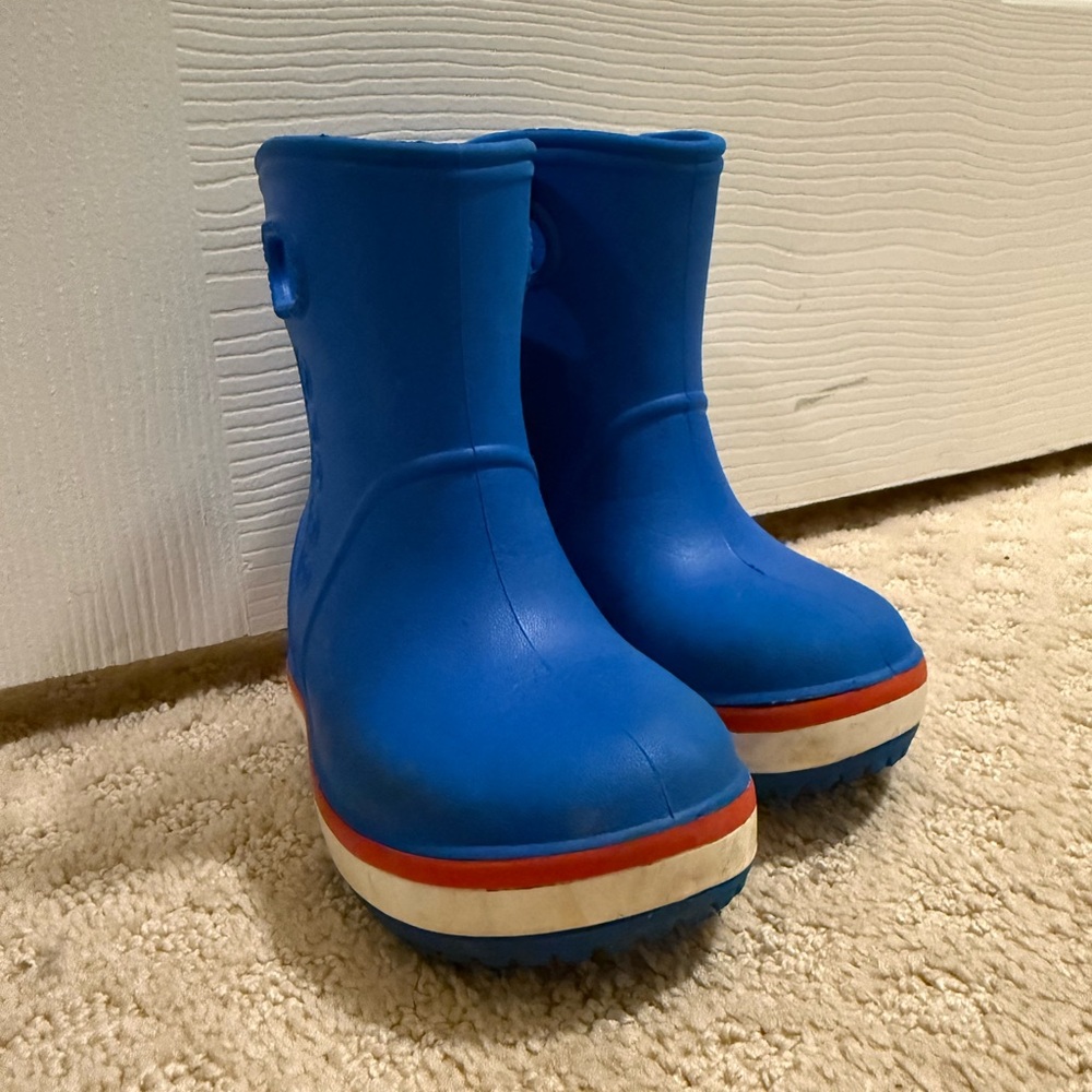 Crocs Kids Rain Boots Blue Size C7 Waterproof Pull On